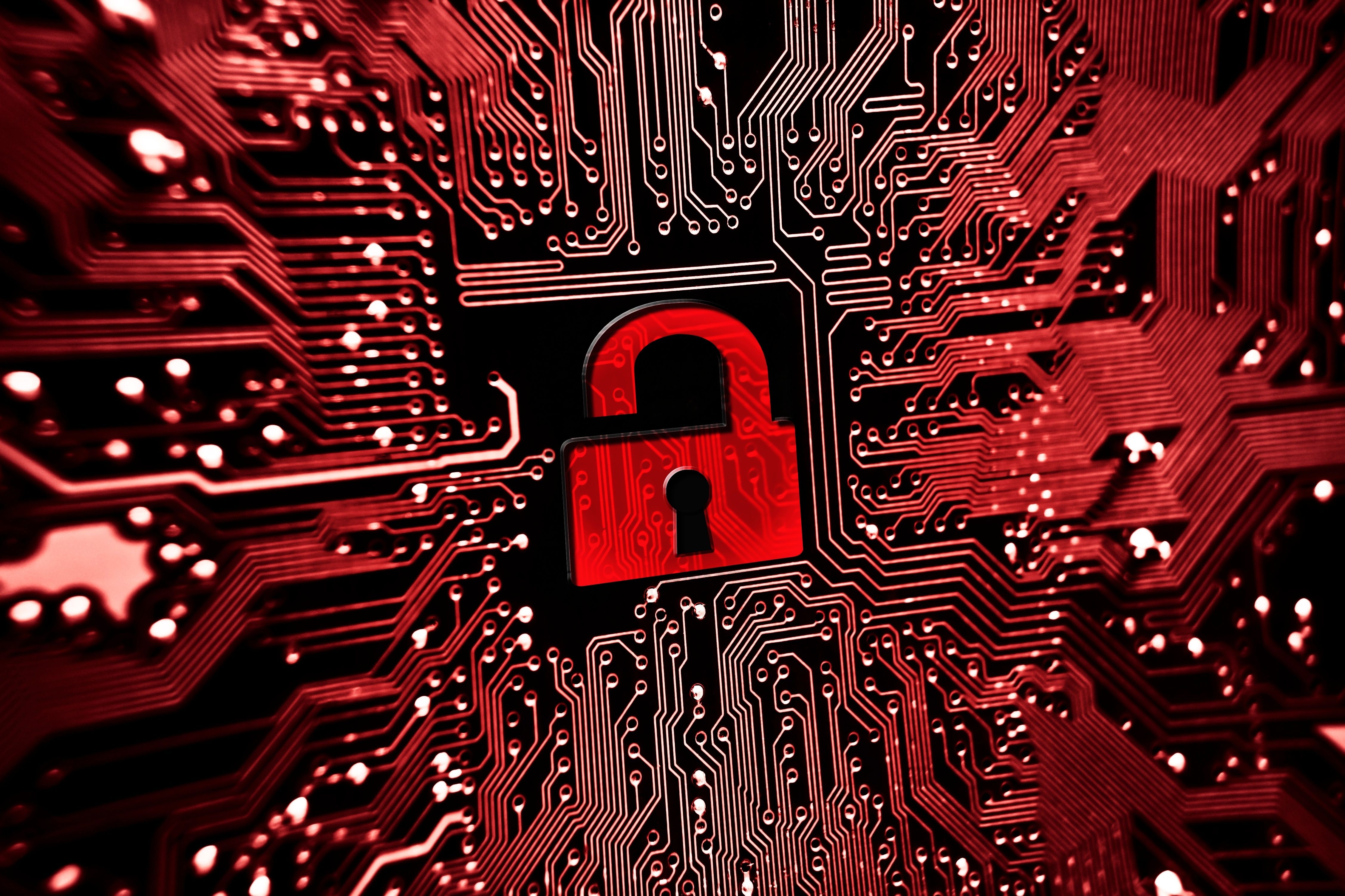 Padlock icon on a digital screen representing cyber security