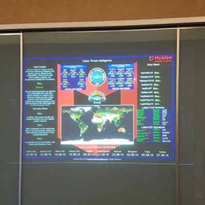 Radar console projected on screen