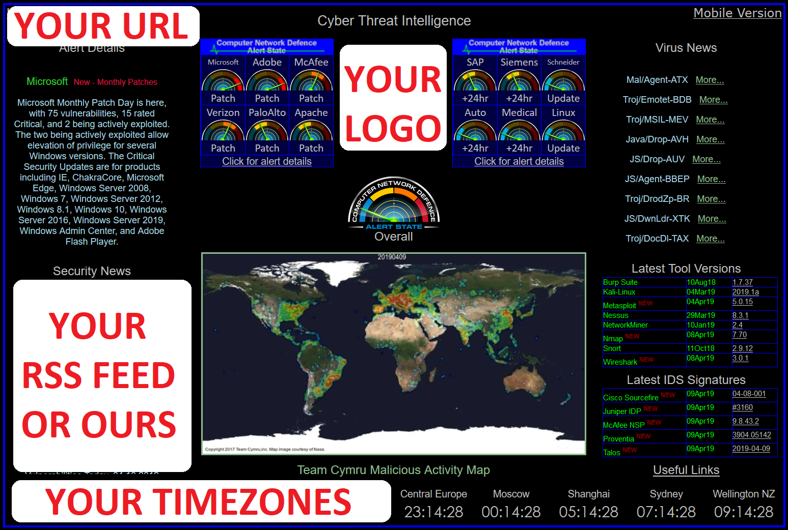 Branded radar page