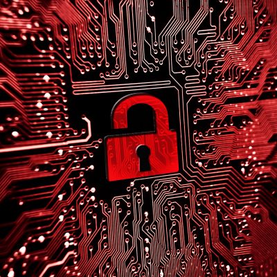 Image of a padlock with a digital background representing cyber security